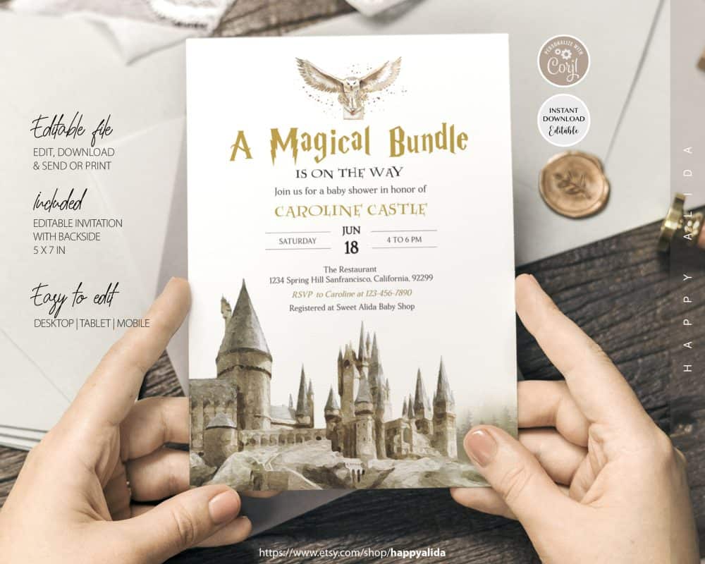 Editable Wizard Baby Shower Invitation Template