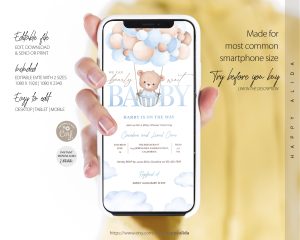 Editable Teddy Bear Baby Shower Evite