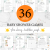 36 Editable Baby Shower Game with soft eucalyptus theme