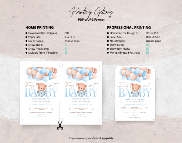 Teddy Bear Hot Air Balloon Bear Theme Baby Shower Invitation Set