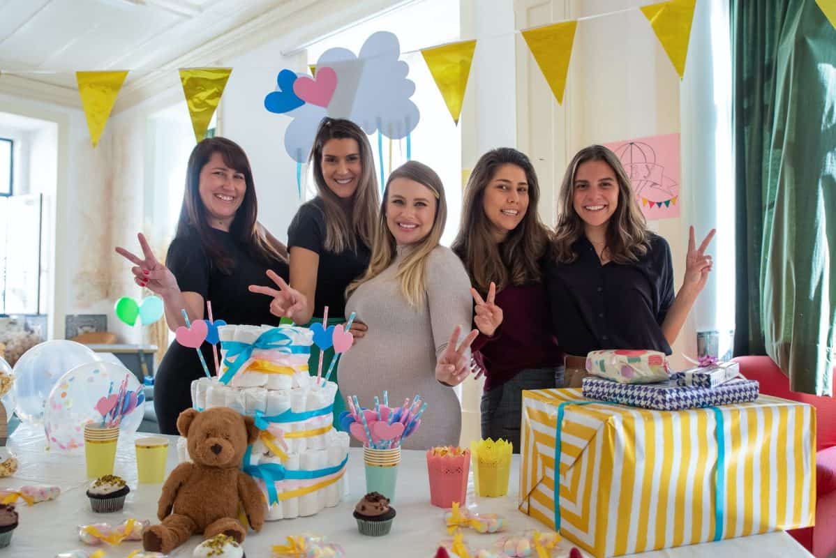 women celebrating baby shower