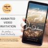 Editable Video Gold Galaxy Birthday Party Invitation