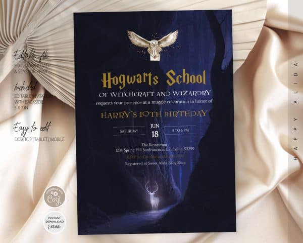 Editable Harry Potter Birthday Invitation - Harry Potter Invitation