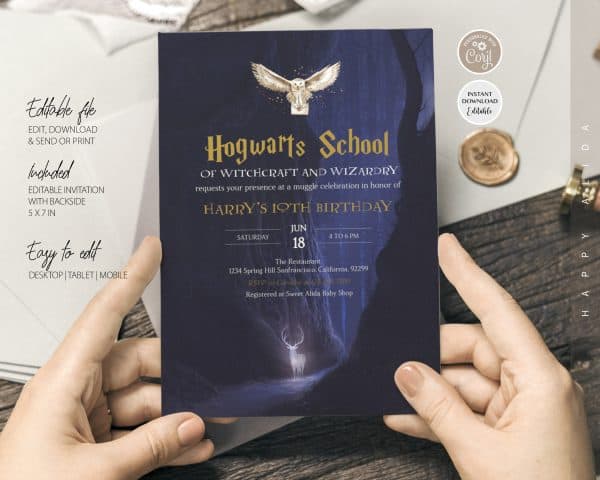 Editable Harry Potter Birthday Invitation - Harry Potter Invitation