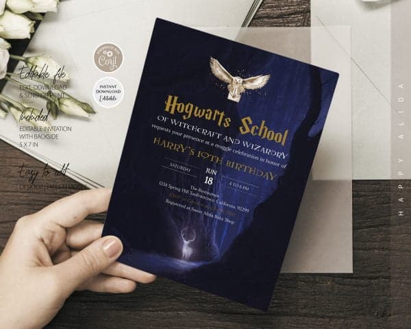 Editable Harry Potter Birthday Invitation - Harry Potter Invitation