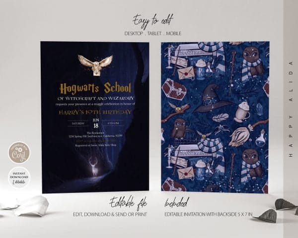 Editable Harry Potter Birthday Invitation - Harry Potter Invitation